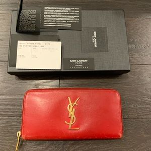 Red ysl monogram zip wallet